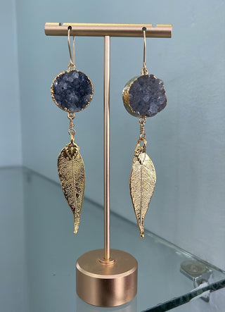 Muina Stone&leaf earrings